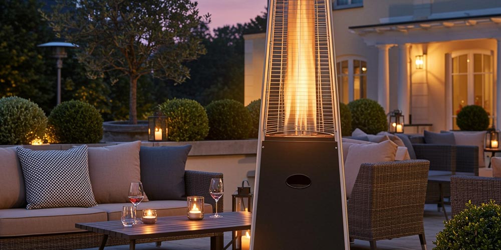 Outdoor patio heater at a home illustrating homeowners insurance property and liability risks